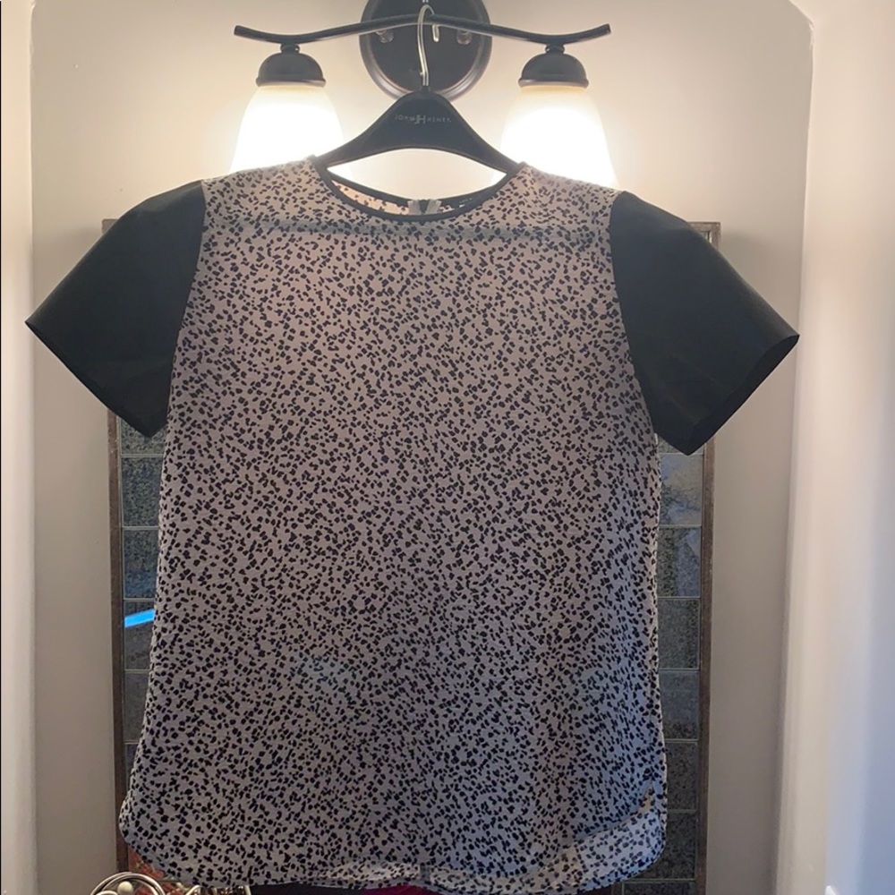 Ann Taylor leopard black and white print top